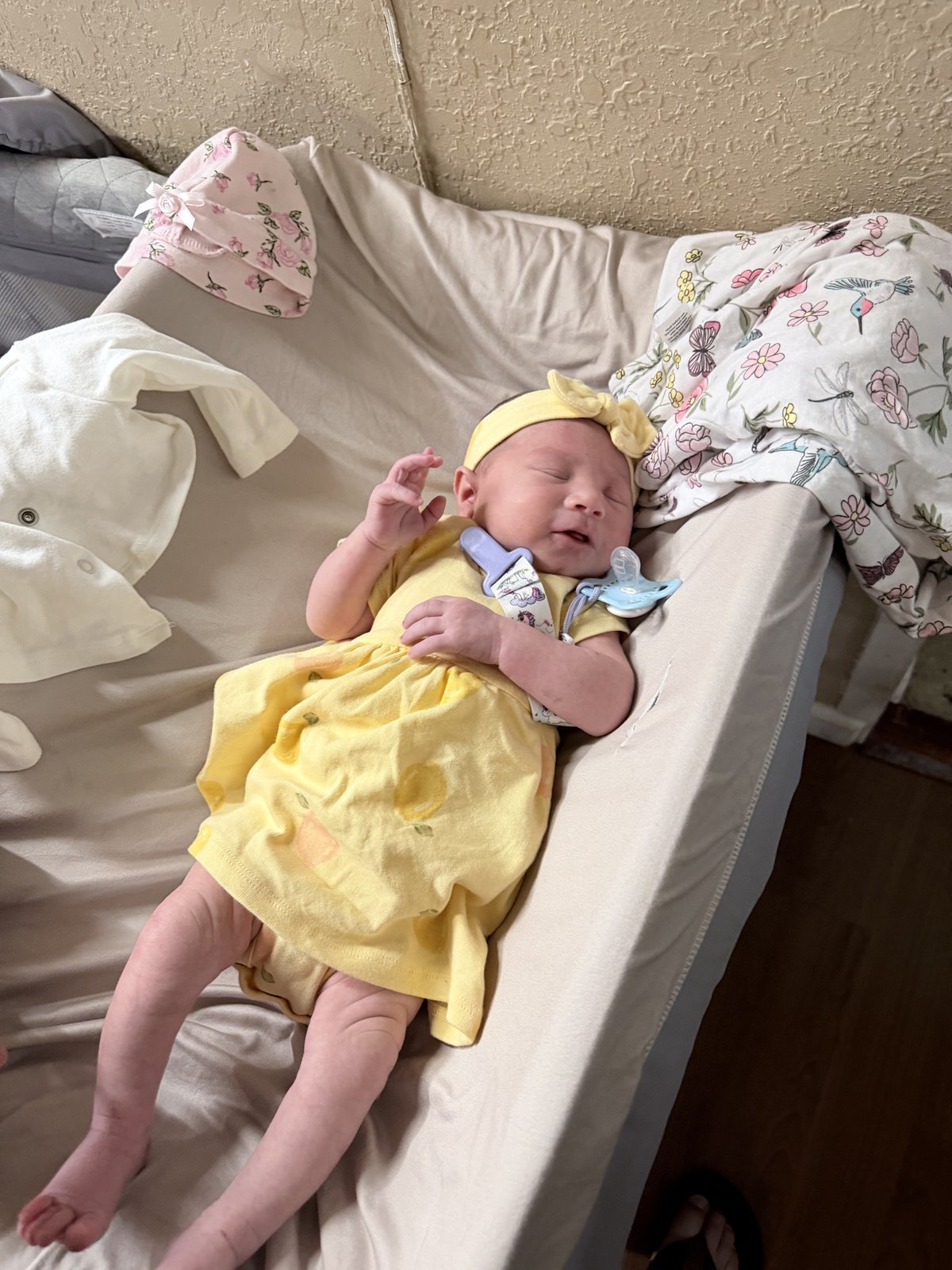 Resting at home, breathing on her own